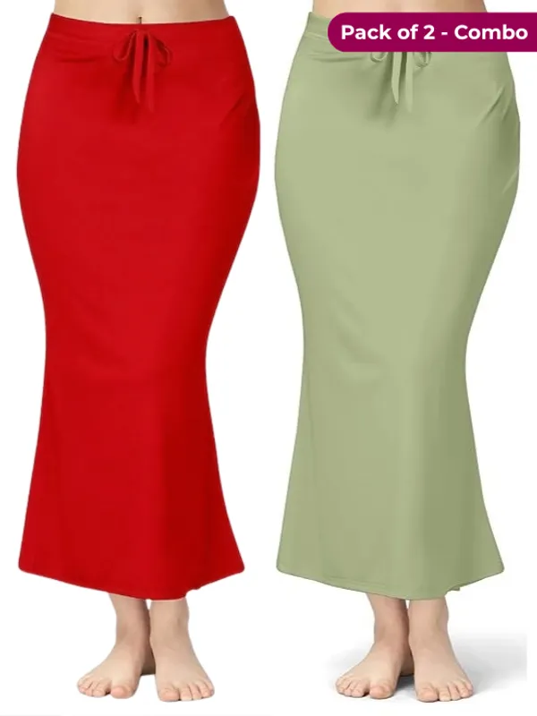 Pack_of_2__Pista_&_Red_Comfort_Lycra_4_Way_Fabric_Saree_Shapewear_For_Women