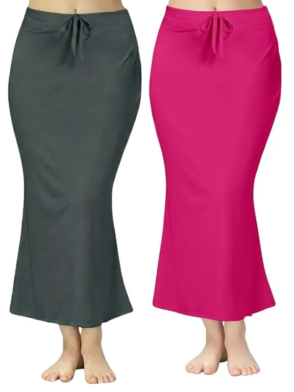 Pack_of_2__Dark_Grey_&_Pink_Comfort_Lycra_4_Way_Fabric_Saree_Shapewear_For_Women
