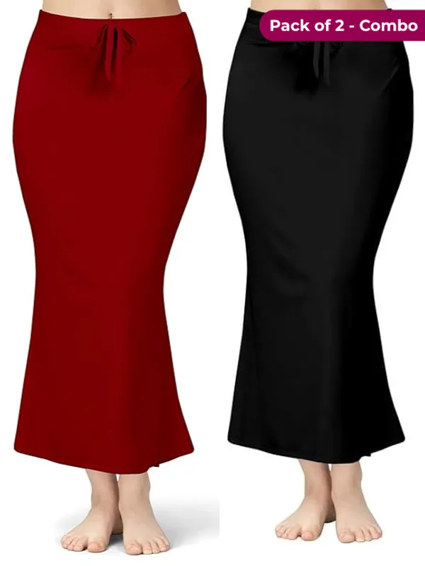 Pack_of_2_Maroon_&_Black_Comfort_Lycra_4_Way_Fabric_Saree_Shapewear_For_Women
