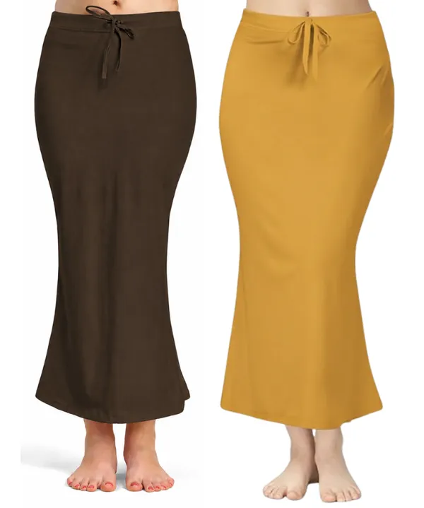 Pack_of_2__Coffee_&_Mustard_Comfort_Lycra_4_Way_Fabric_Saree_Shapewear_For_Women