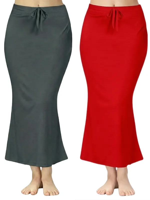Pack_of_2__Dark_Grey_&_Red_Comfort_Lycra_4_Way_Fabric_Saree_Shapewear_For_Women