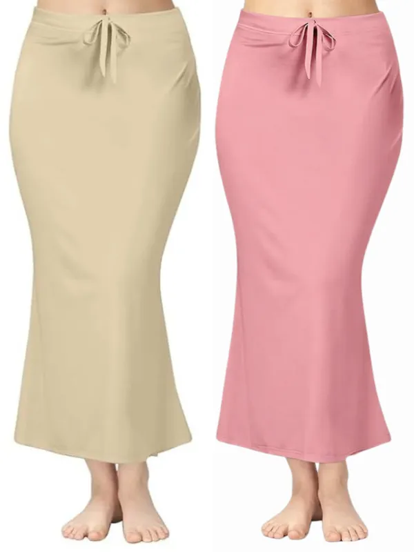 Pack_of_2__Onion_Pink_&_Beige_Comfort_Lycra_4_Way_Fabric_Saree_Shapewear_For_Women