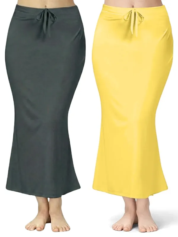 Pack_of_2__Dark_Grey_&_Yellow_Comfort_Lycra_4_Way_Fabric_Saree_Shapewear_For_Women