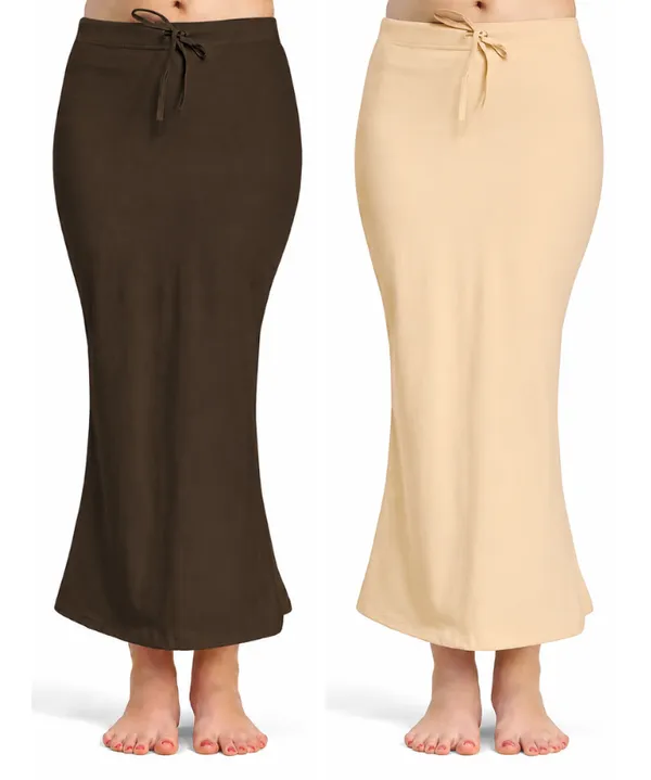 Pack_of_2__Coffee_&_Beige_Comfort_Lycra_4_Way_Fabric_Saree_Shapewear_For_Women