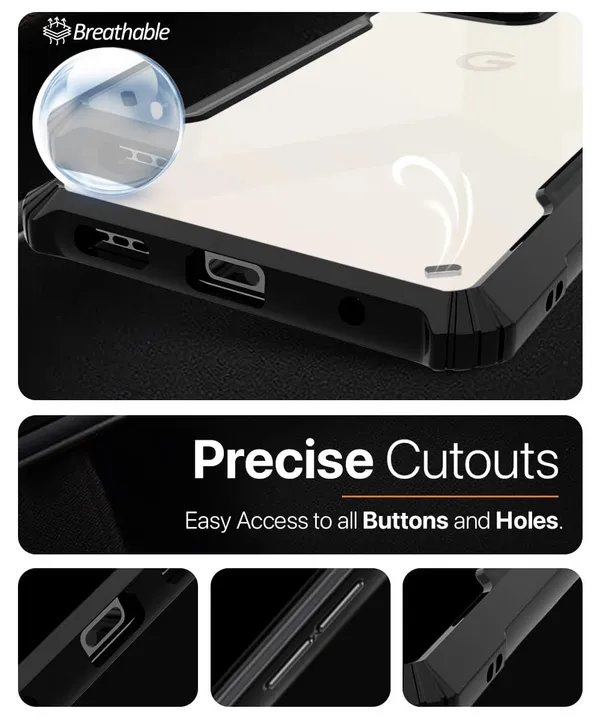 Bumper_Black_Shockproof_Bumper_Crystal__Back_Case_Cover_Compatible_With_Google_Pixel_8A__Minimalist_Pc+Tpu_360_Protection_Tough_Rugged_Design