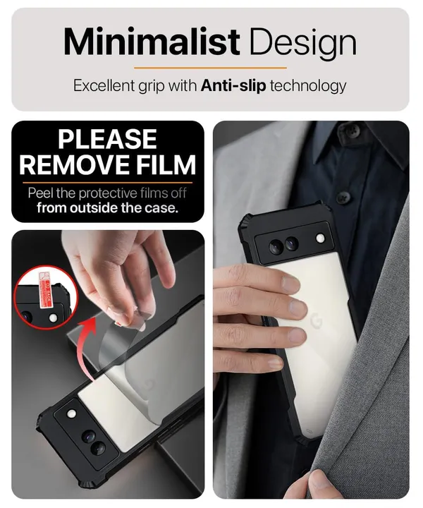 Bumper_Black_Shockproof_Bumper_Crystal__Back_Case_Cover_Compatible_With_Google_Pixel_8A__Minimalist_Pc+Tpu_360_Protection_Tough_Rugged_Design