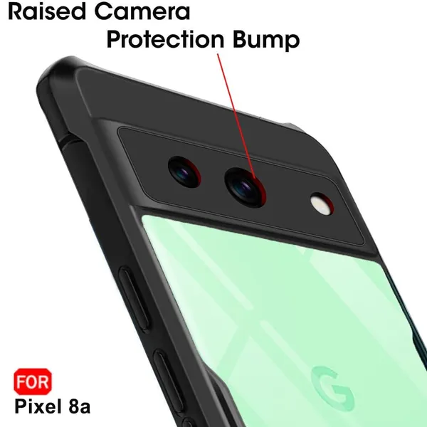 Bumper_Black_Shockproof_Bumper_Crystal__Back_Case_Cover_Compatible_With_Google_Pixel_8A__Minimalist_Pc+Tpu_360_Protection_Tough_Rugged_Design