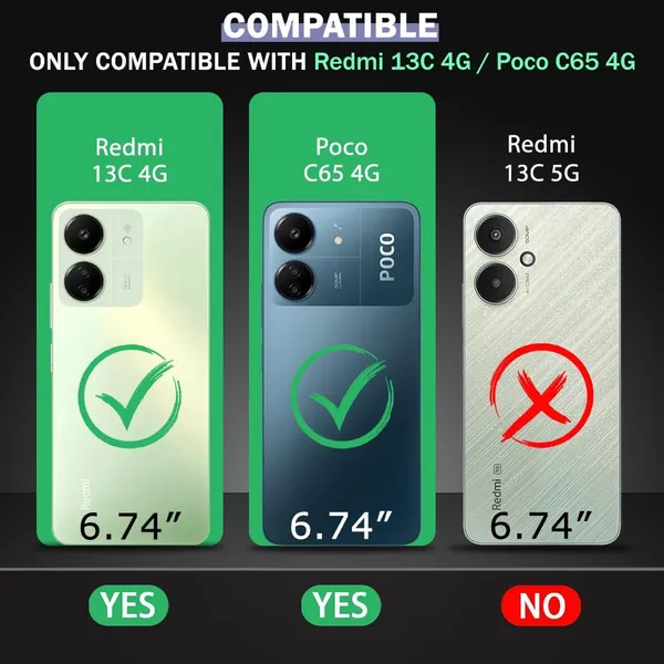 Bumper_Black_Shockproof_Bumper_Crystal__Back_Case_Cover_Compatible_With_Xiaomi_Redmi_13C_4G_/_Poco_C65__Minimalist_Pc+Tpu_360_Protection_Tough_Rugged_Design