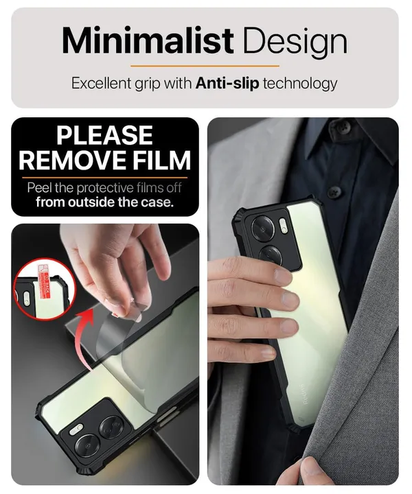 Bumper_Black_Shockproof_Bumper_Crystal__Back_Case_Cover_Compatible_With_Xiaomi_Redmi_13C_4G_/_Poco_C65__Minimalist_Pc+Tpu_360_Protection_Tough_Rugged_Design