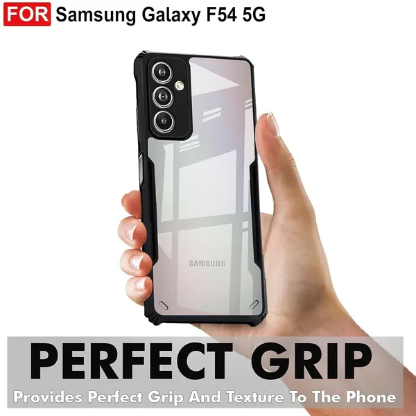 Bumper_Black_Shockproof_Bumper_Crystal__Back_Case_Cover_Compatible_With_Samsung_Galaxy_F54_5G_/_Samsung_Galaxy_M54_5G__Minimalist_Pc+Tpu_360_Protection_Tough_Rugged_Design