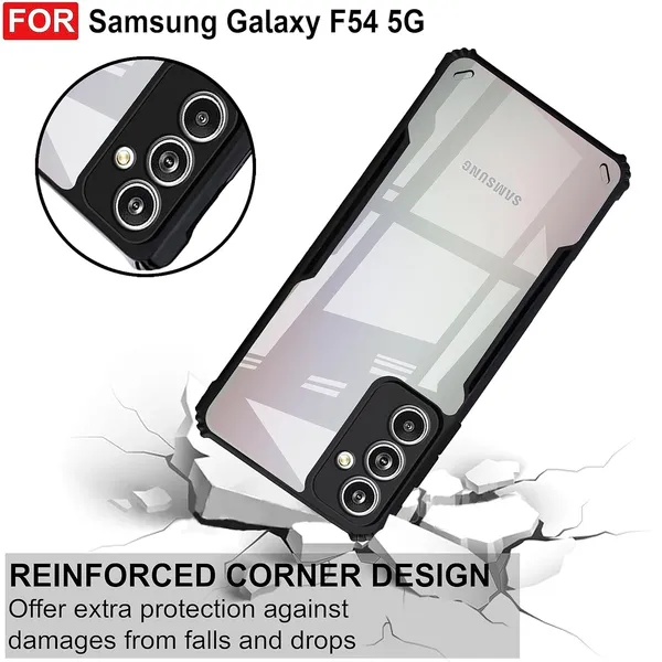 Bumper_Black_Shockproof_Bumper_Crystal__Back_Case_Cover_Compatible_With_Samsung_Galaxy_F54_5G_/_Samsung_Galaxy_M54_5G__Minimalist_Pc+Tpu_360_Protection_Tough_Rugged_Design