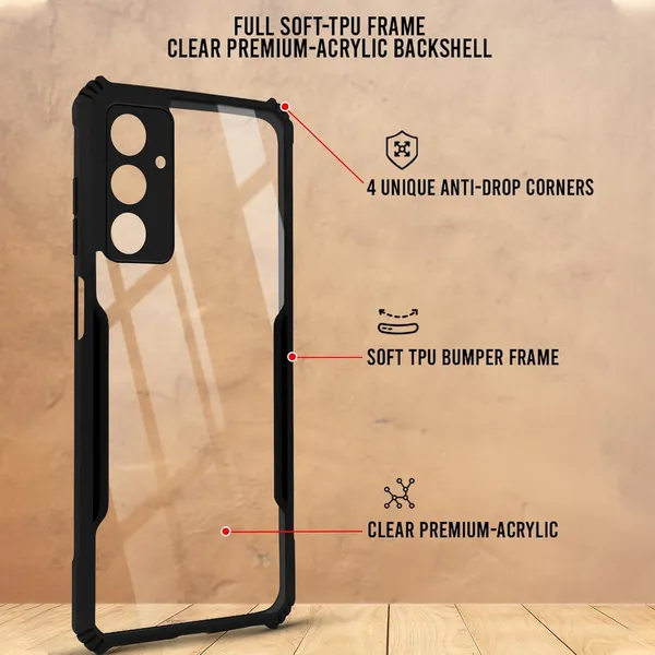 Bumper_Black_Shockproof_Bumper_Crystal__Back_Case_Cover_Compatible_With_Samsung_Galaxy_F54_5G_/_Samsung_Galaxy_M54_5G__Minimalist_Pc+Tpu_360_Protection_Tough_Rugged_Design