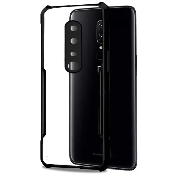 Bumper_Black_Shockproof_Bumper_Crystal__Back_Case_Cover_Compatible_With_Oneplus_6/1+6/1+_6__Minimalist_Pc+Tpu_360_Protection_Tough_Rugged_Design