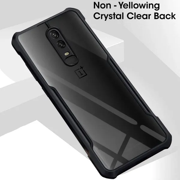 Bumper_Black_Shockproof_Bumper_Crystal__Back_Case_Cover_Compatible_With_Oneplus_6/1+6/1+_6__Minimalist_Pc+Tpu_360_Protection_Tough_Rugged_Design