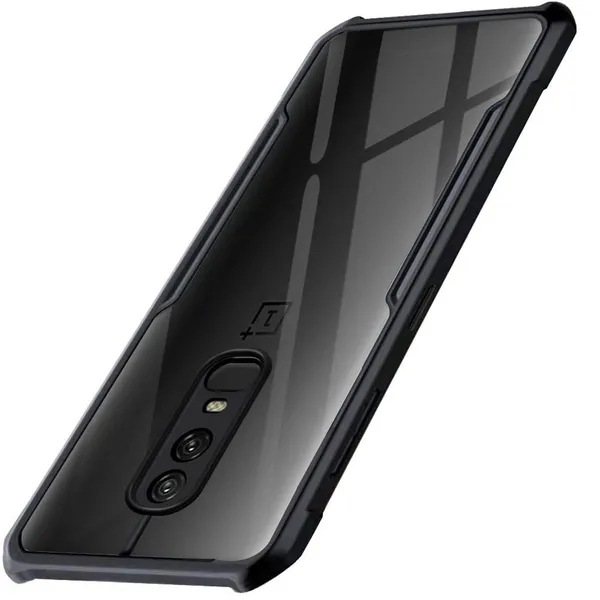 Bumper_Black_Shockproof_Bumper_Crystal__Back_Case_Cover_Compatible_With_Oneplus_6/1+6/1+_6__Minimalist_Pc+Tpu_360_Protection_Tough_Rugged_Design