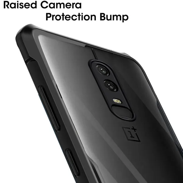 Bumper_Black_Shockproof_Bumper_Crystal__Back_Case_Cover_Compatible_With_Oneplus_6/1+6/1+_6__Minimalist_Pc+Tpu_360_Protection_Tough_Rugged_Design
