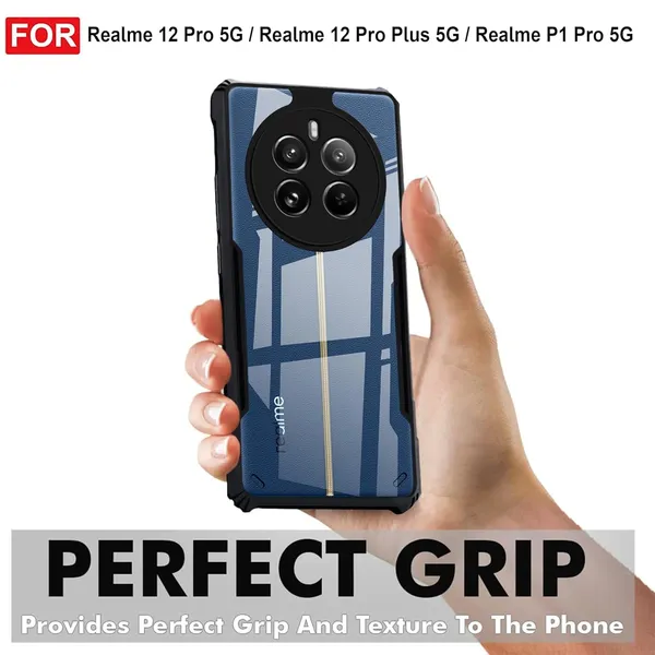 Bumper_Black_Shockproof_Bumper_Crystal__Back_Case_Cover_Compatible_Realme_12_Pro/Realme_12_Pro_Plus/_P1_Pro_Minimalist_Pc+Tpu_360_Protection_Tough_Rugged_Design