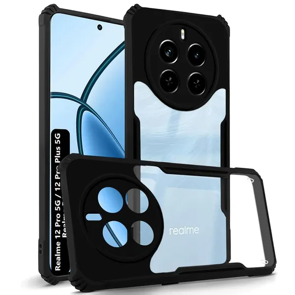 Bumper_Black_Shockproof_Bumper_Crystal__Back_Case_Cover_Compatible_Realme_12_Pro/Realme_12_Pro_Plus/_P1_Pro_Minimalist_Pc+Tpu_360_Protection_Tough_Rugged_Design