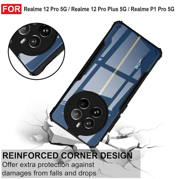 Bumper_Black_Shockproof_Bumper_Crystal__Back_Case_Cover_Compatible_Realme_12_Pro/Realme_12_Pro_Plus/_P1_Pro_Minimalist_Pc+Tpu_360_Protection_Tough_Rugged_Design