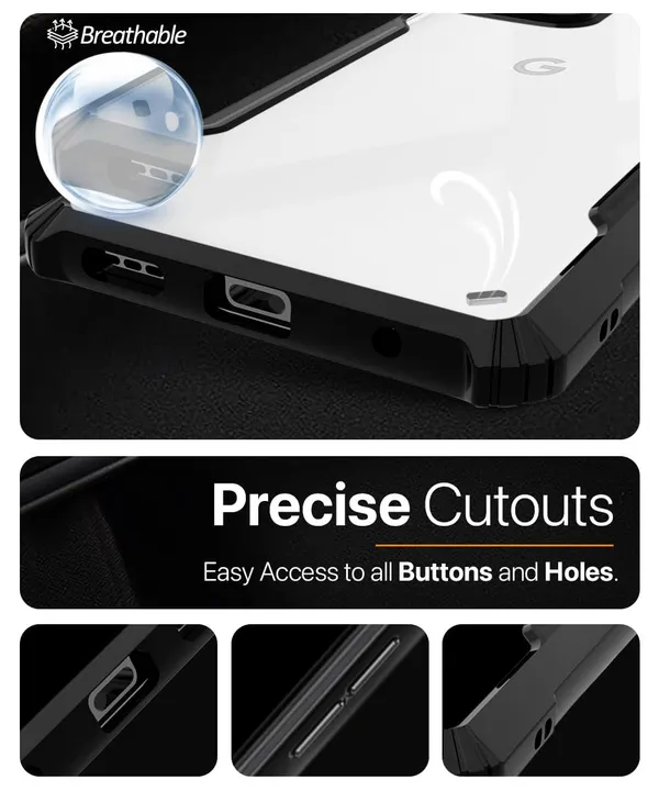 Bumper_Black_Shockproof_Bumper_Crystal__Back_Case_Cover_Compatible_With_Google_Pixel_8_Pro__Minimalist_Pc+Tpu_360_Protection_Tough_Rugged_Design