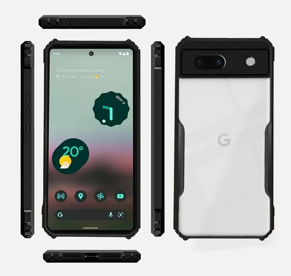 Bumper_Black_Shockproof_Bumper_Crystal__Back_Case_Cover_Compatible_With_Google_Pixel_6A__Minimalist_Pc+Tpu_360_Protection_Tough_Rugged_Design