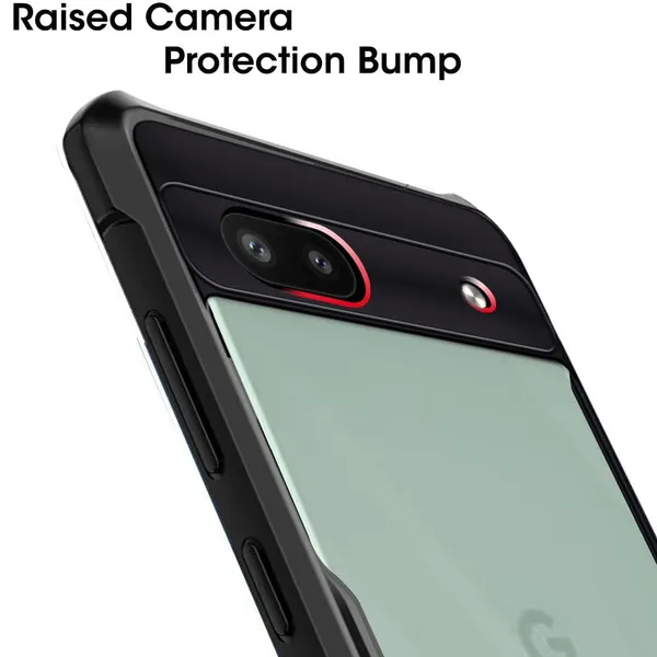 Bumper_Black_Shockproof_Bumper_Crystal__Back_Case_Cover_Compatible_With_Google_Pixel_6A__Minimalist_Pc+Tpu_360_Protection_Tough_Rugged_Design