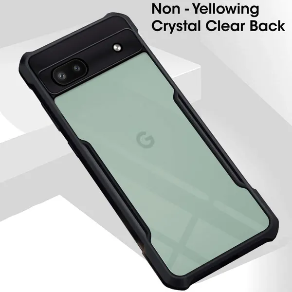 Bumper_Black_Shockproof_Bumper_Crystal__Back_Case_Cover_Compatible_With_Google_Pixel_6A__Minimalist_Pc+Tpu_360_Protection_Tough_Rugged_Design