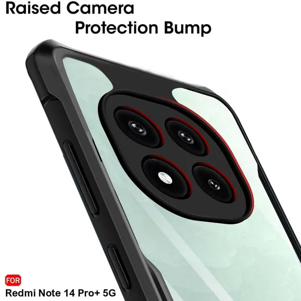 Black_Shockproof_Bumper_Crystal__Back_Case_Cover_Compatible_With_Xiaomi_Redmi_Note_14_Pro_Plus_5G__Minimalist_Pc+Tpu_360_Protection_Tough_Rugged_Design