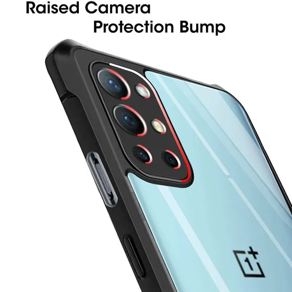 Bumper_Black_Shockproof_Bumper_Crystal__Back_Case_Cover_Compatible_With_Oneplus_8T_/_Oneplus_9R_/_1+_9R_/_1+8T__Minimalist_Pc+Tpu_360_Protection_Tough_Rugged_Design