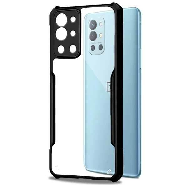 Bumper_Black_Shockproof_Bumper_Crystal__Back_Case_Cover_Compatible_With_Oneplus_8T_/_Oneplus_9R_/_1+_9R_/_1+8T__Minimalist_Pc+Tpu_360_Protection_Tough_Rugged_Design