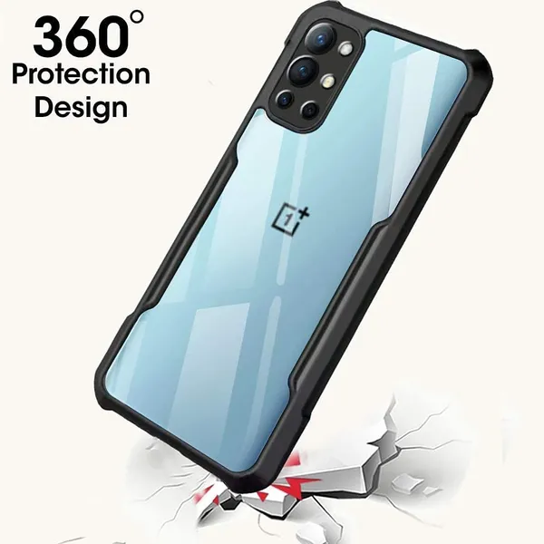 Bumper_Black_Shockproof_Bumper_Crystal__Back_Case_Cover_Compatible_With_Oneplus_8T_/_Oneplus_9R_/_1+_9R_/_1+8T__Minimalist_Pc+Tpu_360_Protection_Tough_Rugged_Design