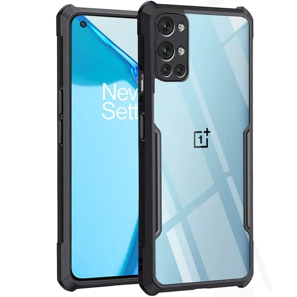Bumper_Black_Shockproof_Bumper_Crystal__Back_Case_Cover_Compatible_With_Oneplus_8T_/_Oneplus_9R_/_1+_9R_/_1+8T__Minimalist_Pc+Tpu_360_Protection_Tough_Rugged_Design