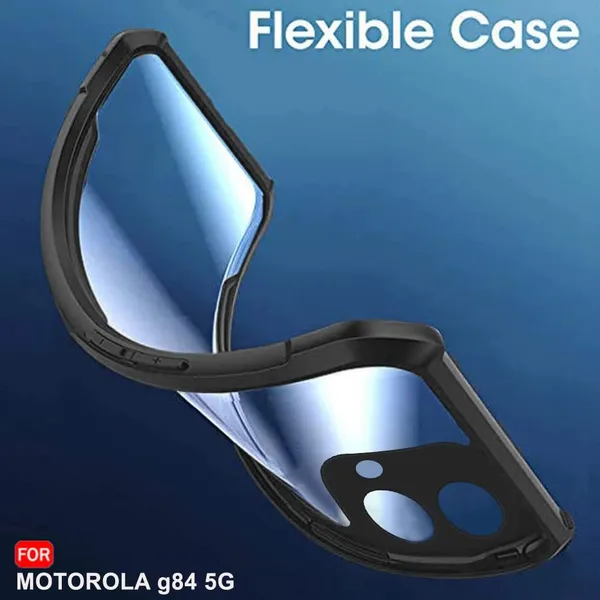 Bumper_Black_Shockproof_Bumper_Crystal__Back_Case_Cover_Compatible_With_Motorola_Moto_G84_5G__Minimalist_Pc+Tpu_360_Protection_Tough_Rugged_Design
