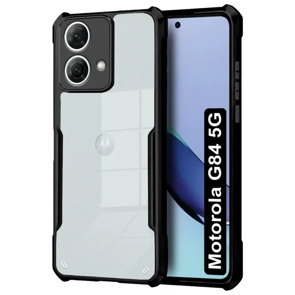 Bumper_Black_Shockproof_Bumper_Crystal__Back_Case_Cover_Compatible_With_Motorola_Moto_G84_5G__Minimalist_Pc+Tpu_360_Protection_Tough_Rugged_Design