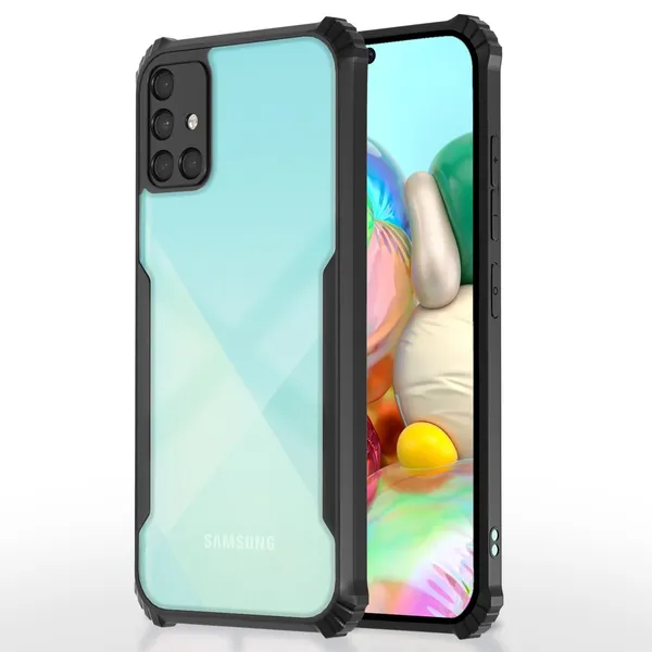 Bumper_Black_Shockproof_Bumper_Crystal__Back_Case_Cover_Compatible_With_Samsung_Galaxy_M51__Minimalist_Pc+Tpu_360_Protection_Tough_Rugged_Design