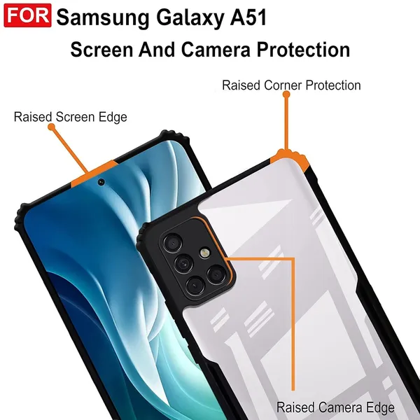 Bumper_Black_Shockproof_Bumper_Crystal__Back_Case_Cover_Compatible_With_Samsung_Galaxy_M51__Minimalist_Pc+Tpu_360_Protection_Tough_Rugged_Design