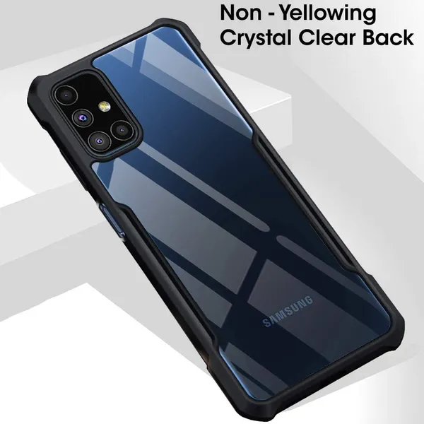 Bumper_Black_Shockproof_Bumper_Crystal__Back_Case_Cover_Compatible_With_Samsung_Galaxy_M51__Minimalist_Pc+Tpu_360_Protection_Tough_Rugged_Design