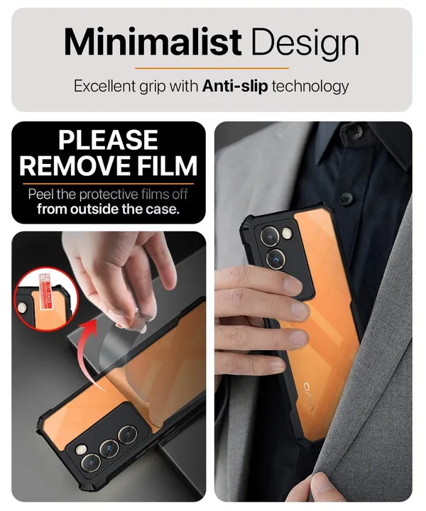 Bumper_Black_Shockproof_Bumper_Crystal__Back_Case_Cover_Compatible_With_Vivo_Y200E_5G_/_Vivo_T3_5G__Minimalist_Pc+Tpu_360_Protection_Tough_Rugged_Design