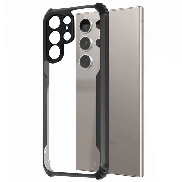 Bumper_Black_Shockproof_Bumper_Crystal__Back_Case_Cover_Compatible_With_Samsung_Galaxy_S24_Ultra_5G__Minimalist_Pc+Tpu_360_Protection_Tough_Rugged_Design