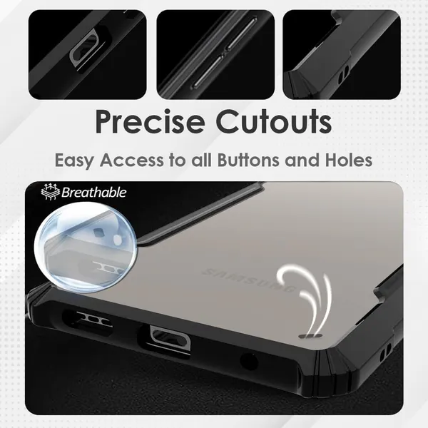 Bumper_Black_Shockproof_Bumper_Crystal__Back_Case_Cover_Compatible_With_Samsung_Galaxy_S24_Ultra_5G__Minimalist_Pc+Tpu_360_Protection_Tough_Rugged_Design