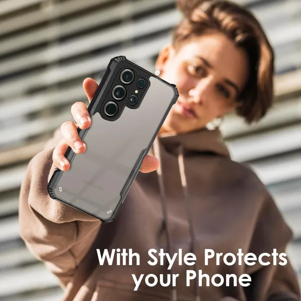 Bumper_Black_Shockproof_Bumper_Crystal__Back_Case_Cover_Compatible_With_Samsung_Galaxy_S24_Ultra_5G__Minimalist_Pc+Tpu_360_Protection_Tough_Rugged_Design