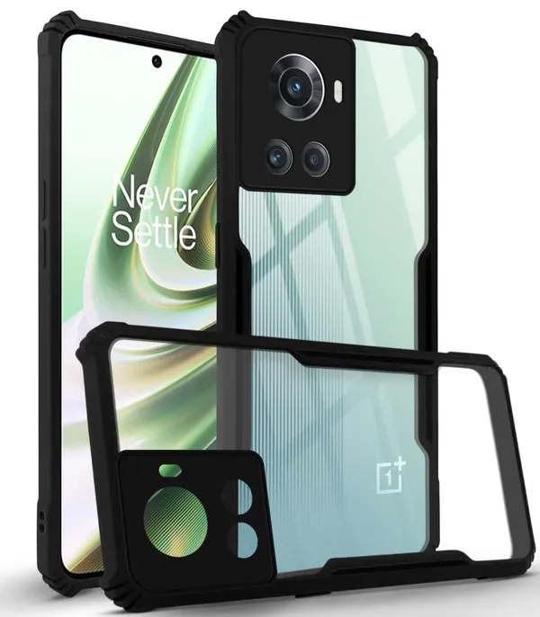 Bumper_Black_Shockproof_Bumper_Crystal__Back_Case_Cover_Compatible_With_Oneplus_10R_5G_/_10R_Prime_5G_/_1+_Ace_5G__Minimalist_Pc+Tpu_360_Protection_Tough_Rugged_Design