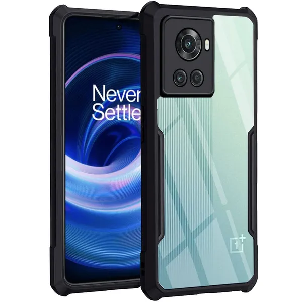 Bumper_Black_Shockproof_Bumper_Crystal__Back_Case_Cover_Compatible_With_Oneplus_10R_5G_/_10R_Prime_5G_/_1+_Ace_5G__Minimalist_Pc+Tpu_360_Protection_Tough_Rugged_Design