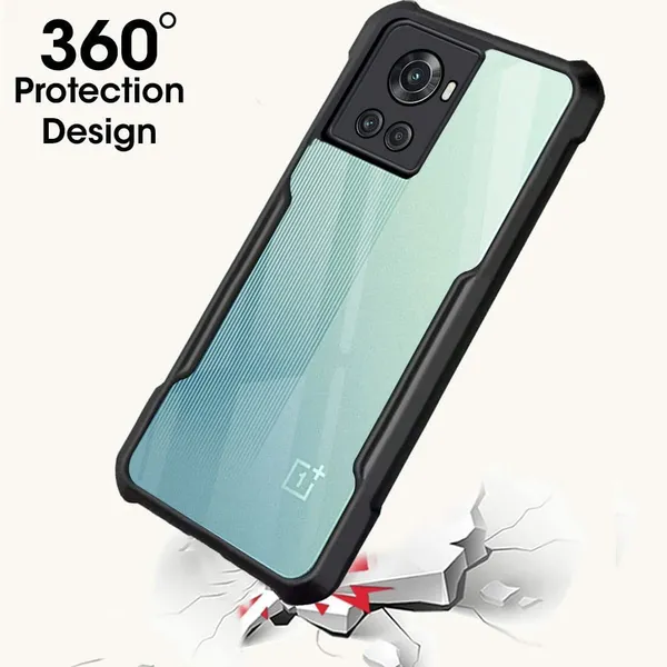 Bumper_Black_Shockproof_Bumper_Crystal__Back_Case_Cover_Compatible_With_Oneplus_10R_5G_/_10R_Prime_5G_/_1+_Ace_5G__Minimalist_Pc+Tpu_360_Protection_Tough_Rugged_Design