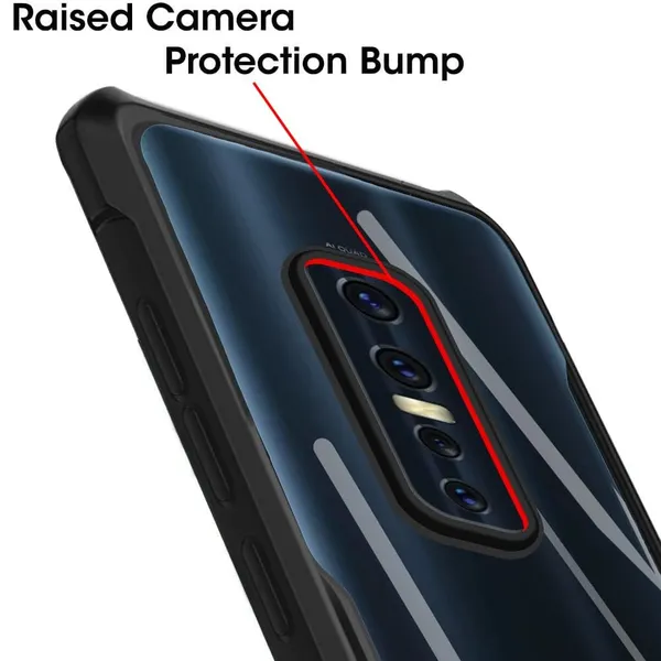 Bumper_Black_Shockproof_Bumper_Crystal__Back_Case_Cover_Compatible_With_Vivo_V17_Pro__Minimalist_Pc+Tpu_360_Protection_Tough_Rugged_Design