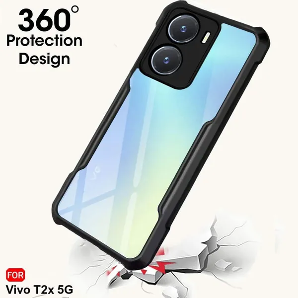 Bumper_Black_Shockproof_Bumper_Crystal__Back_Case_Cover_Compatible_With_Vivo_T2X_5G_/_Y16_4G_/_Y56_5G_/_Y35_5G__Minimalist_Pc+Tpu_360_Protection_Tough_Rugged_Design