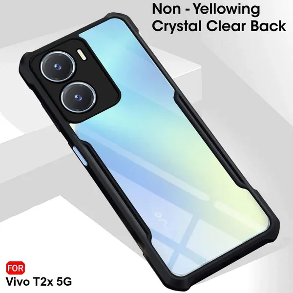 Bumper_Black_Shockproof_Bumper_Crystal__Back_Case_Cover_Compatible_With_Vivo_T2X_5G_/_Y16_4G_/_Y56_5G_/_Y35_5G__Minimalist_Pc+Tpu_360_Protection_Tough_Rugged_Design