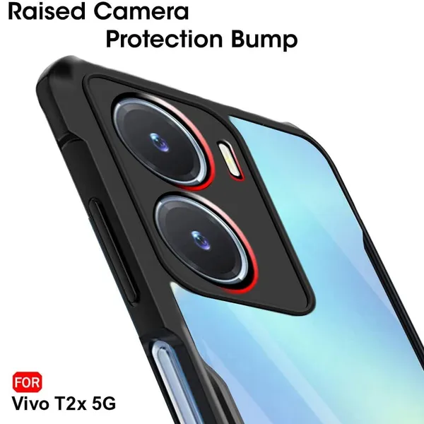 Bumper_Black_Shockproof_Bumper_Crystal__Back_Case_Cover_Compatible_With_Vivo_T2X_5G_/_Y16_4G_/_Y56_5G_/_Y35_5G__Minimalist_Pc+Tpu_360_Protection_Tough_Rugged_Design
