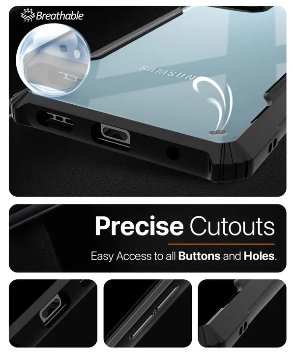 Bumper_Black_Shockproof_Bumper_Crystal__Back_Case_Cover_Compatible_With_Samsung_Galaxy_M14_5G__Minimalist_Pc+Tpu_360_Protection_Tough_Rugged_Design