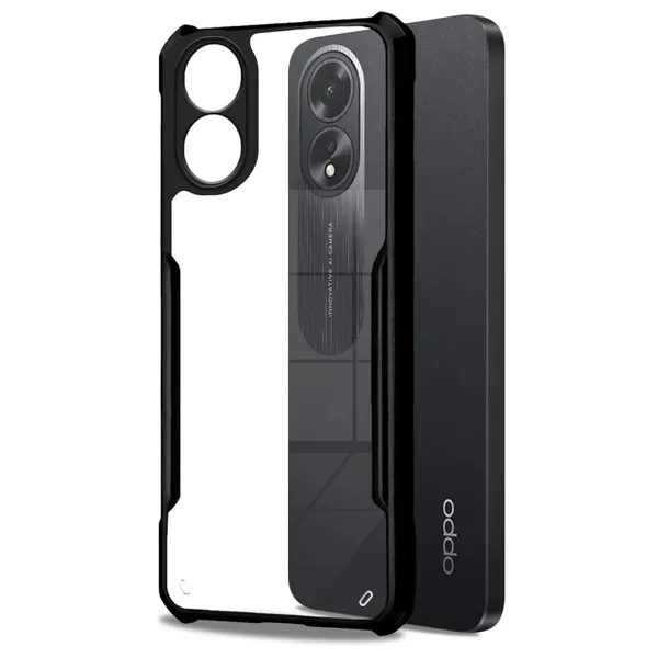 Bumper_Black_Shockproof_Bumper_Crystal__Back_Case_Cover_Compatible_With_Oppo_A38_4G_/_Oppo_A18_4G__Minimalist_Pc+Tpu_360_Protection_Tough_Rugged_Design